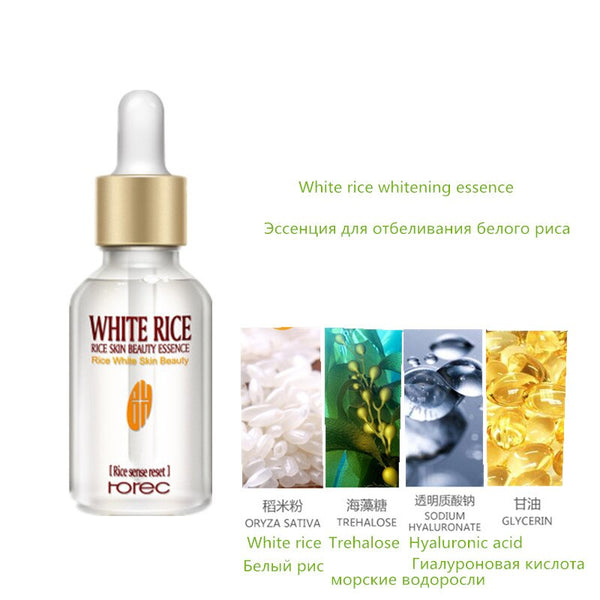 White rice - Face Essence Snail Hyaluronic Acid Green Tea Skin Care Moisturizing Whitening Anti-Aging Advanced Face Serum Cosmetic 15ml