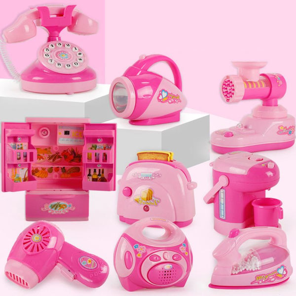 [variant_title] - Kid Boy Girl Mini Kitchen Electrical Appliance Washing Sewing Machine Toy Electric iron Dummy Pretended Play air conditioning
