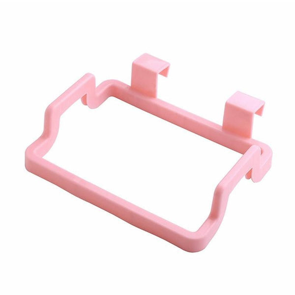 Pink - Foldable Creative Hanging Trash Rubbish Bag Holder Garbage Rack Cupboard Cabinet Storage Hanger for Kitchen