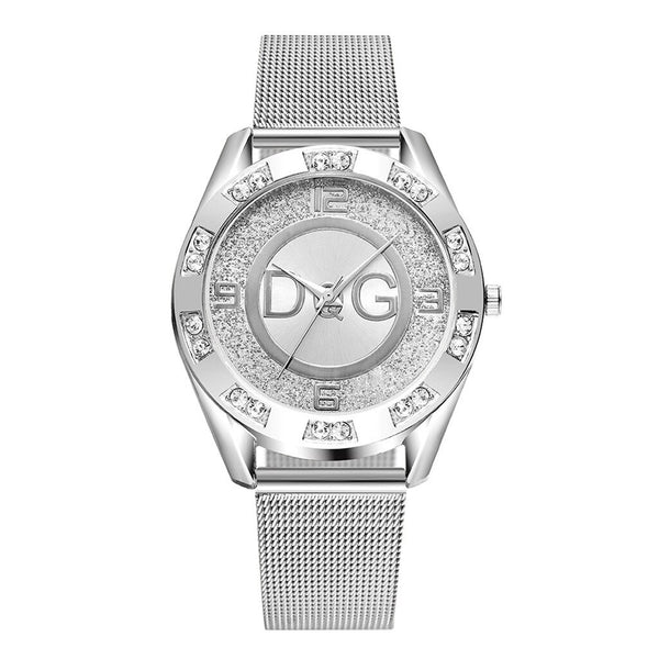 B - Women Dress Watches Stainless Steel Exquisite Watch Women Rhinestone Luxury Casual Quartz Watch Relojes Mujer 2019 New Arrivals