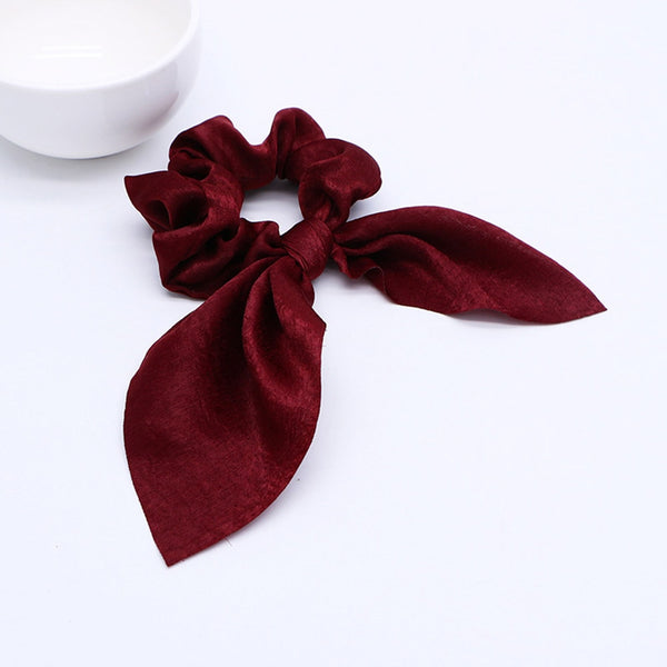 Solid Brown - New Chiffon Bowknot Elastic Hair Bands For Women Girls Pearl Scrunchies Headband Hair Ties Ponytail Holder Hair Accessories