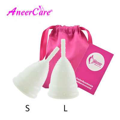 2pcs cup 1 cloth bag / large - Hot Sale Vaginal Menstrual Cup and Sterilizer Cup Sterilizing Collapsible Cups Flexible to Clean Recyclable Camping Foldable Cup