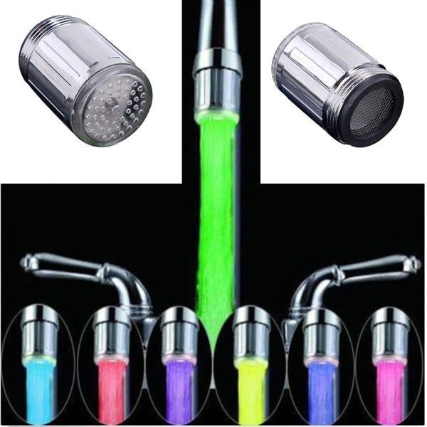 [variant_title] - Luminous Glow Light-up LED Water Faucet Shower Tap Water Nozzle Head Light Bathroom Kitchen Faucets Blue 3Color 7 Colors