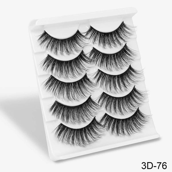 3D-76 - SEXYSHEEP 5Pairs 3D Mink Hair False Eyelashes Natural/Thick Long Eye Lashes Wispy Makeup Beauty Extension Tools