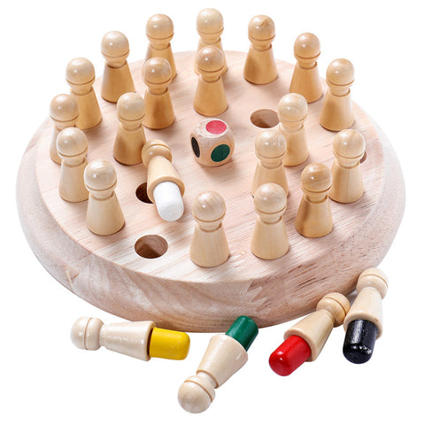 Default Title - Kids Wooden Memory Match Stick Chess Game Fun Block Board Game Educational Color Cognitive Ability Toy For Children