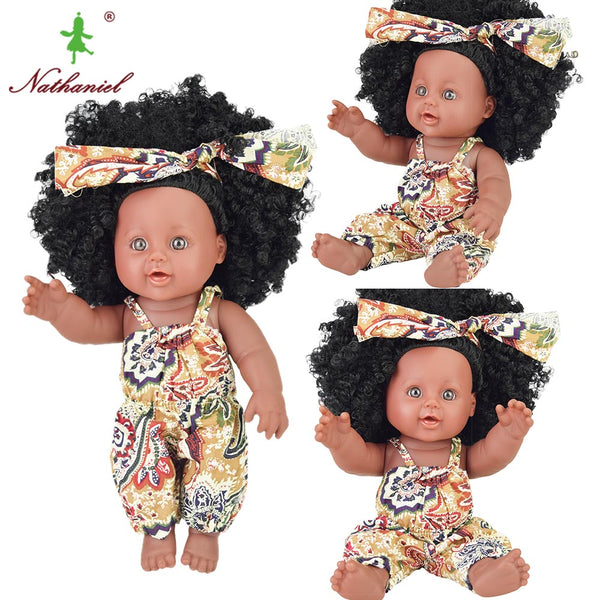 04 - black  baby dolls pop green African! 12inch  lol reborn silicone vinyl 30cm newborn poupee boneca baby soft toy girl kid todder