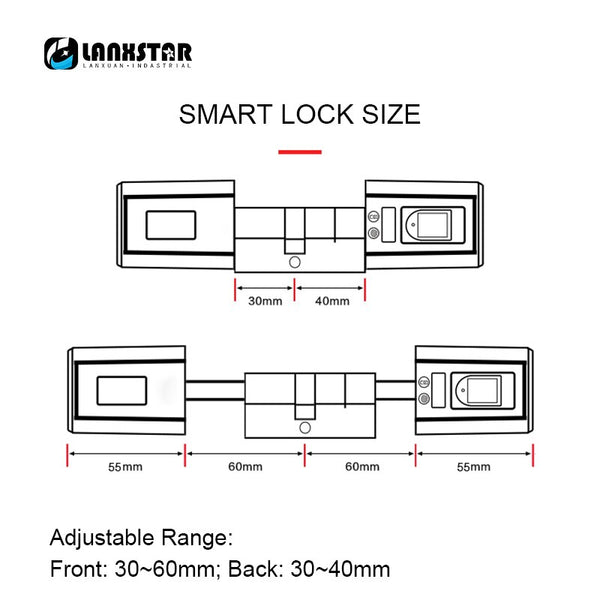 [variant_title] - Lanxstar Durable Smart Lockcore Mechanical Lock Transformation Replacement Intelligent Cylinder Password Bluetooth RFID Card APP