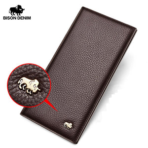 [variant_title] - BISON DENIM Cowskin Long Purse For Men Wallet Business Men's Thin Genuine Leather Wallet Brand Design Slim Wallets N4470&N4391