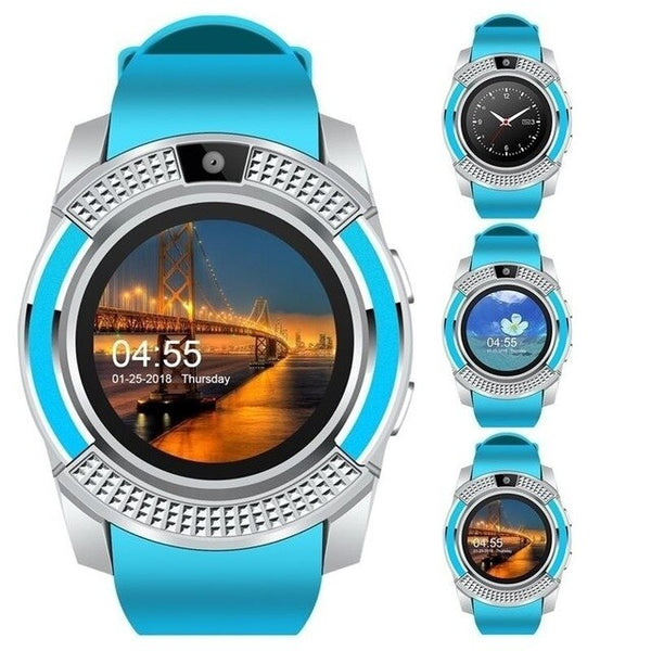 blue - GEJIAN smart watch Bluetooth touch screen Android waterproof sports men and women smart watch with camera SIM card slot PK DZ09