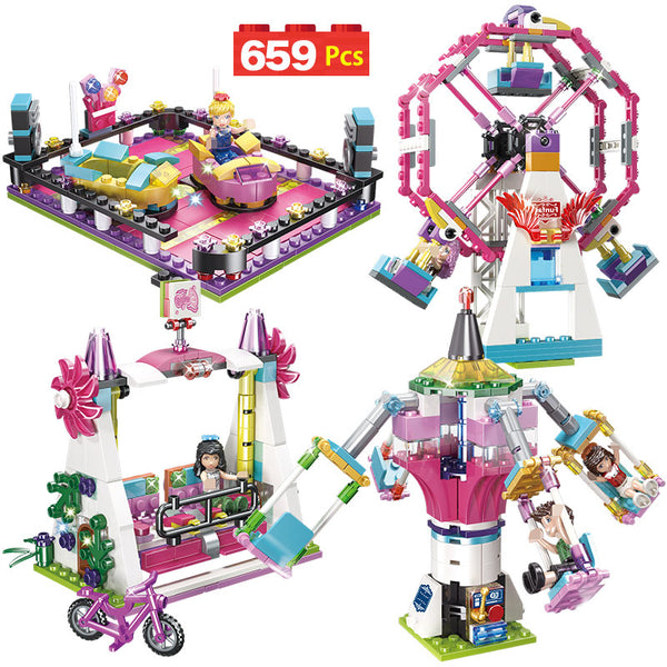 [variant_title] - Bricks Compatible with LegoINGLY Blocks Friends Amusement Park Roller Coaster Figure Model Toys Hobbie Children Girls