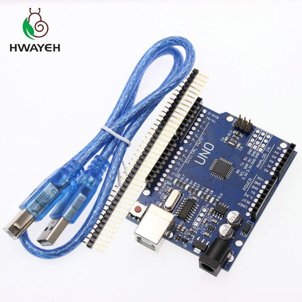 UNO R3 With Cable - HWAYEH high quality One set UNO R3 CH340G+MEGA328P Chip 16Mhz For Arduino UNO R3 Development board + USB CABLE