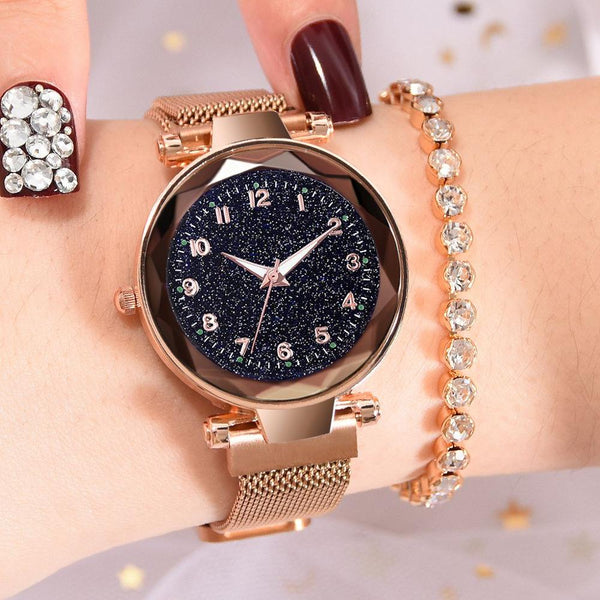 Rose - Luxury Luminous Women Watches Starry Sky Magnetic Female Wristwatch Waterproof Rhinestone Clock relogio feminino montre femme