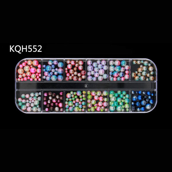 KQH552 - New Multi-size Nail Rhinestones 3D Crystal AB Clear Nail Stones Gems Pearl DIY Nail Art Decorations Gold Silver Rivet Rhinestone