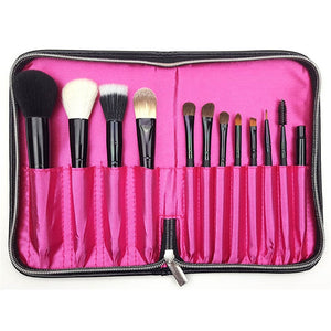 Default Title - High Quality 12 Slots Makeup Brushes Bag For12 Pcs Brushes Protect Pouch Black Zipper Holder Case For Men Women Cosmetic Case