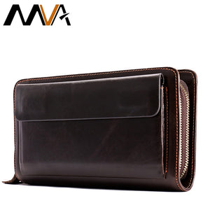 [variant_title] - MVA Men's Clutch Male Wallet Men's Genuine Leather Double Zipper Clutch Bags purse for men Passport Phone Wallets credit card