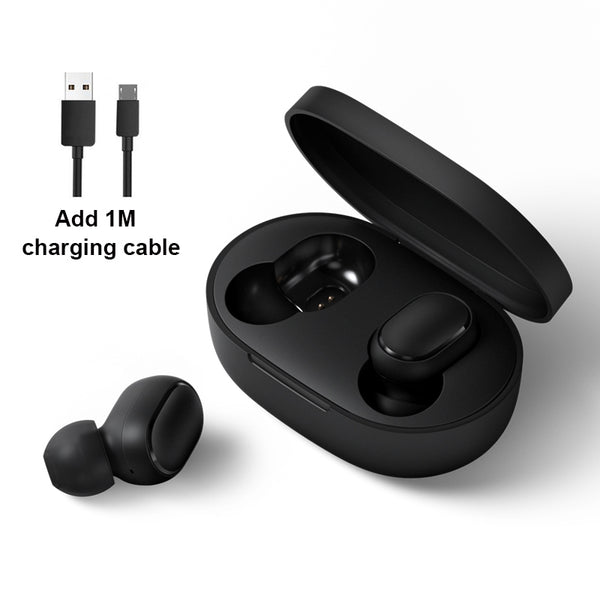 Airdots add cable - Xiaomi Redmi Airdots TWS Bluetooth Earphone Stereo bass BT 5.0 Eeadphones With Mic Handsfree Earbuds AI Control