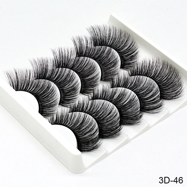 3D-46 - SEXYSHEEP 5Pairs 3D Mink Hair False Eyelashes Natural/Thick Long Eye Lashes Wispy Makeup Beauty Extension Tools