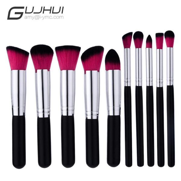 [variant_title] - 10PCS Make Up Foundation Eyebrow Eyeliner Blush Cosmetic Conceal Professional Makeup Brush Set Brushes Set Kit Pouch #2 (as picture)