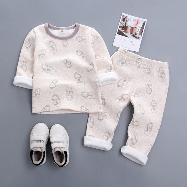 shose / 12M - Children Clothing 2018 New Autumn Winter Girls Boys Plush underwear warm Christmas Outfit Kids Clothes Sets Child Pajamas Sets