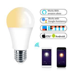 Default Title - Works with Alexa Echo Google E27 E26 7W Warm Cool White Smart Life/Tuya APP Remote Control  WiFi Smart Light Bulb LED Lamp (1 PC)