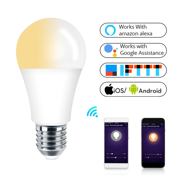 Default Title - Works with Alexa Echo Google E27 E26 7W Warm Cool White Smart Life/Tuya APP Remote Control  WiFi Smart Light Bulb LED Lamp (1 PC)