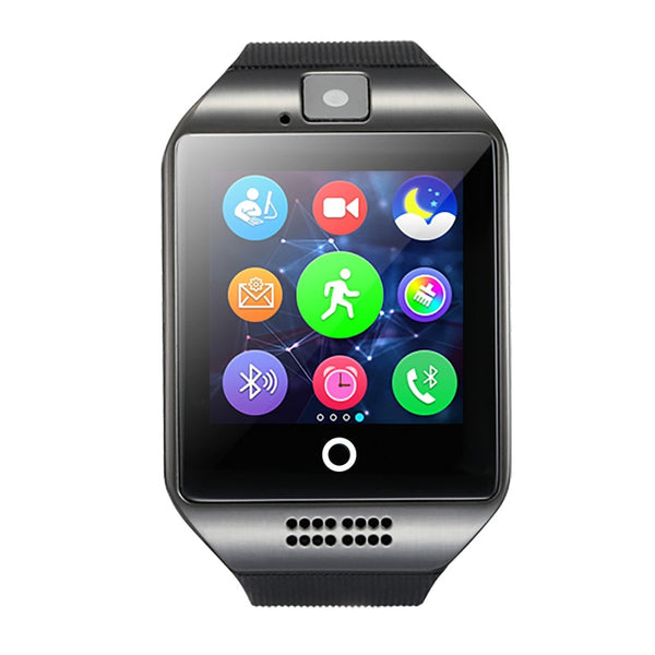 Black - Smart Watch Q18 Passometer Smart Clock with Touch Screen Camera TF card Bluetooth Smartwatch for Android IOS Phone Men Watch