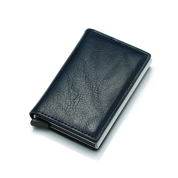Blue - DIENQI Rfid Card Holder Men Wallets Money Bag Male Vintage Black Short Purse 2019 Small Leather Slim Wallets Mini Wallets Thin