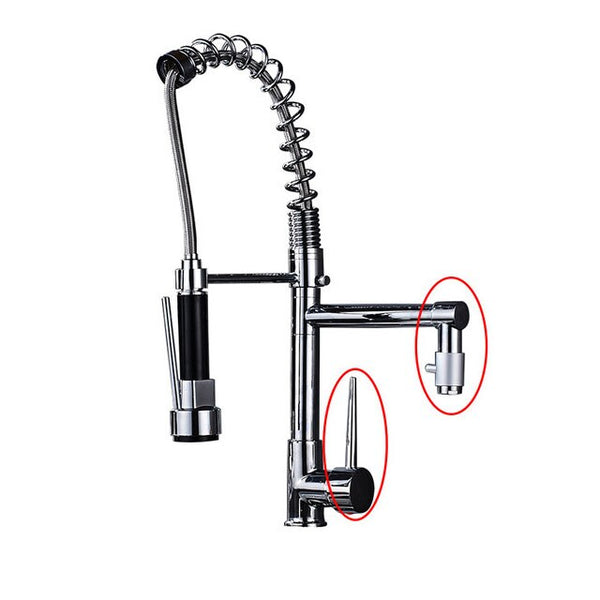 Chrome Pointed knob - Chrome Spring Pull Down Kitchen Faucet Dual Spouts 360 Swivel Handheld Shower Kitchen Mixer Crane Hot  Cold 2 Outlet Spring Taps