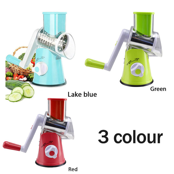 [variant_title] - CUISHIP Vegetable Cutter Round Mandoline Slicer Potato Carrot Grater Slicer with 3 Stainless Steel Chopper Blades Kitchen Tool