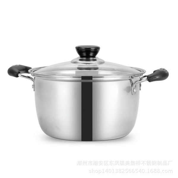[variant_title] - 1pcs Stainless Steel pot 1.5L-4L Double Bottom Soup Pot Nonmagnetic Cooking Multi-purpose Cookware Non-stick Pan general use
