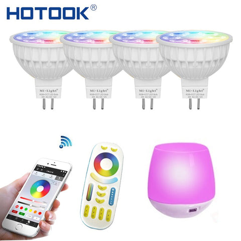 [variant_title] - HOTOOK Mi Light WIFI LED Bulb RGB CCT(2700-6500K)LED Lamp Smart Light Dimmable MR16 GU10 4WSpotlight 2.4G Remote and APP Control