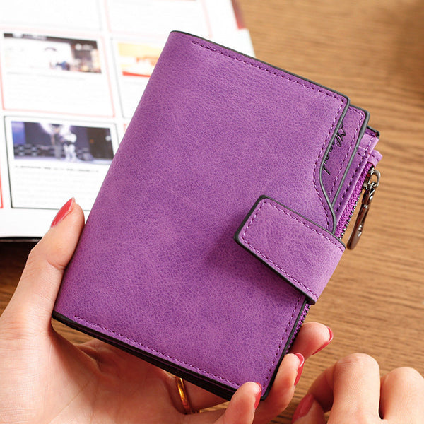purple - Wallet Women PU 2019 Credit Card Holder Zipper Wallet Short Coin Purse For Cards Purse Portefeuille Zip Card Short Clutch Money