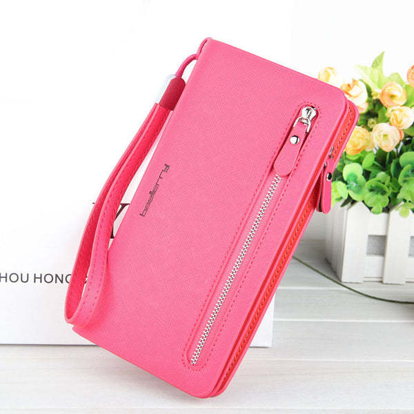 Rose Red - Fashion Women Wallet Zipper Top Quality Female Wallet Purse Multifunction Women's Purse Card Holder Money Bag Long Wallet