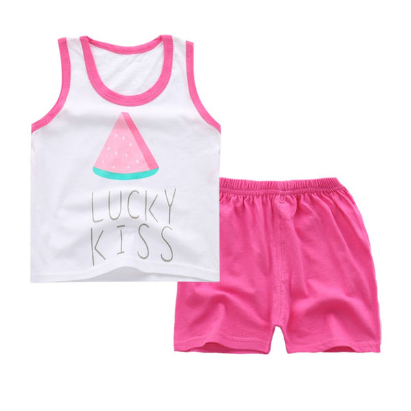 MR / 24M - Hot Sale Summer Children's Two-piece set Cotton Suit Children Set Children's Clothing Set Girls Boys Clothing Sets