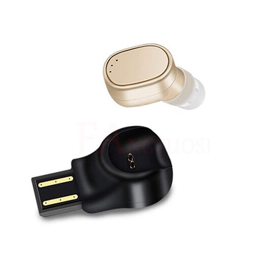 gold - FANGTUOSI USB charge Bluetooth Earphone Wireless Headset Mini Earbuds Handsfree Bluetooth Earpiece with Mic for iPhone xiaomi