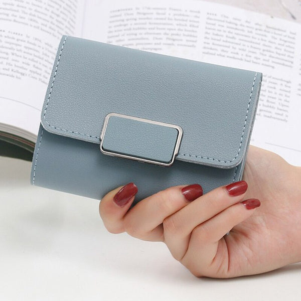 Blue - New Money Small Wallet Women Casual Solid Wallet Fashion Female Short Mini All-match Korean Students Love Small Wallet