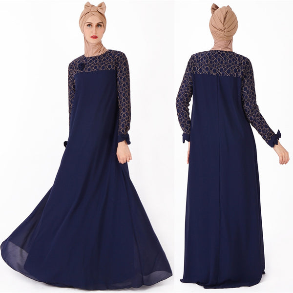 [variant_title] - Flower Lace Bow Abaya Robe Dubai Muslim Hijab Dress Turkey Abayas For Women Qatar Kaftan Caftan Ramadan Elbise Islamic Clothing