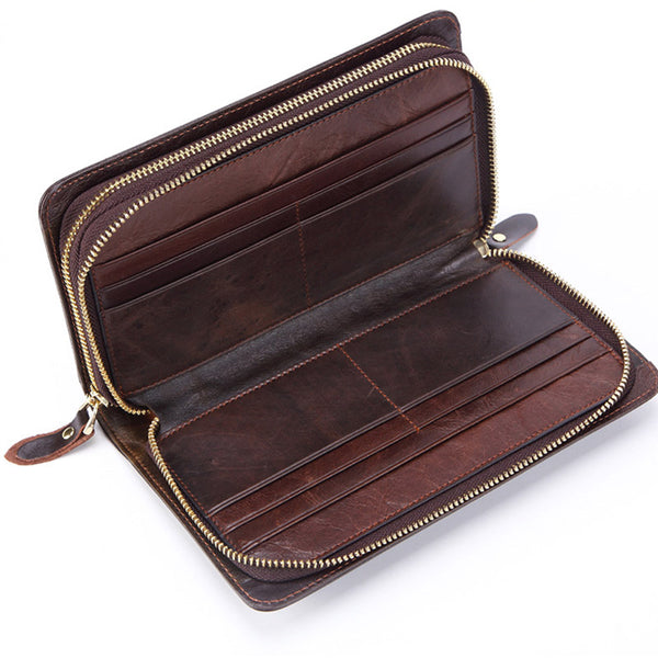 [variant_title] - Business Genuine Leather Clutch Wallet Men Long Leather Phone Bag Purse Male  Large Size Handy Coin Wallet Card Holder Money Bag