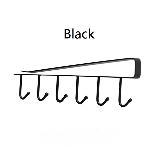 black - Home seamless kitchen storage rack nail-free hanging wrought iron wardrobe hook kitchen organizer ZP01261501