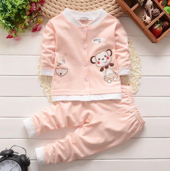 pink / 18M - Autumn Winter Clothes Suit for Baby Girls Boys Kids Pajamas underwear sleepwear Cartoon Fall Children Cardigan Clothing Sets 3T