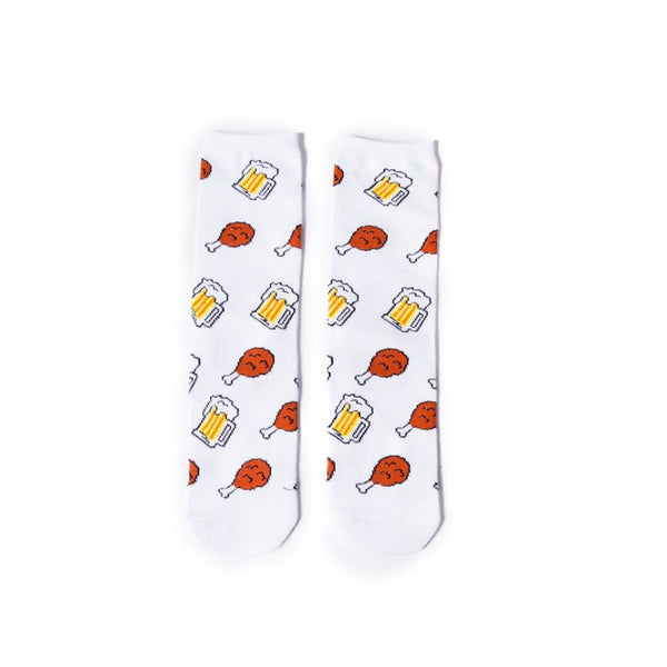 Women Socks Funny Cute Cartoon Fruits Banana Avocado Lemon Egg Cookie Donuts Food Happy Japanese Harajuku skateboard  Socks