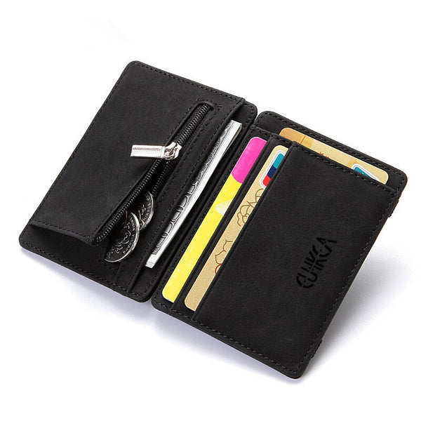 [variant_title] - eTya Fashion Men Slim Wallet  Male Small Zipper Coin ID Business Credit Card Holder Wallets Purses Bag Pouch Case