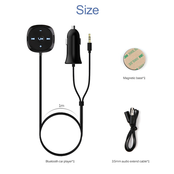 [variant_title] - Onever Handsfree Bluetooth Car Kit MP3 Player 3.5mm AUX Audio A2DP Music Receiver Adapter Support IOS Siri with Magnetic Base