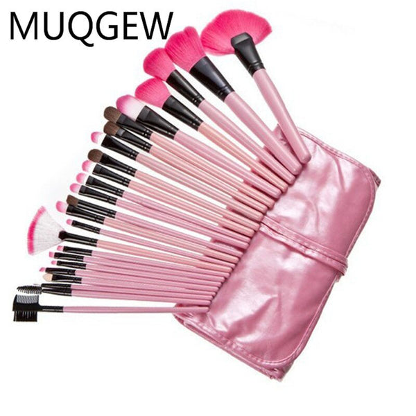 [variant_title] - Pro 24Pcs Pouch Bag Case Superior Soft Cosmetic Makeup Brush Set Kit brochas maquillaje набор кистей для макияжа S100 (A)