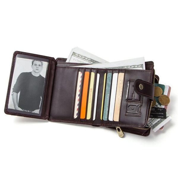 [variant_title] - CONTACT'S genuine leather RFID men's wallet short coin purse small hasp walet partmon male short wallets men high quality cuzdan