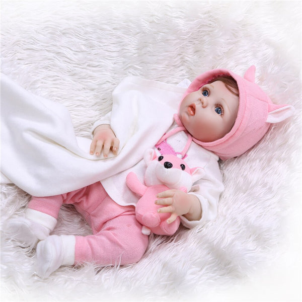 [variant_title] - NPK 55cm Lifelike full silicone Reborn Baby Dolls Girl Silicone Bebes Reborns Realistic bonecas bebe Dolls with Clothes Cute Toy