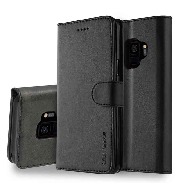 Black / For Samsung S9 Plus - Luxury Leather Flip Case For Samsung Galaxy S9 S9 Plus Soft Silicone Cover Card Holder Wallet Case For Samsung S9 Plus Coque