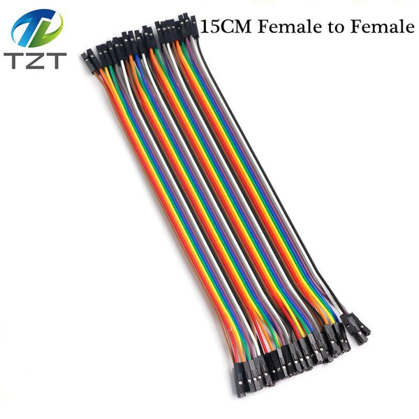 15CMFemale to Fema - TZT Dupont Line 10cm/15cm/40cm Male to Male + Female to Male and Female to Female Jumper Wire Dupont Cable for arduino DIY KIT
