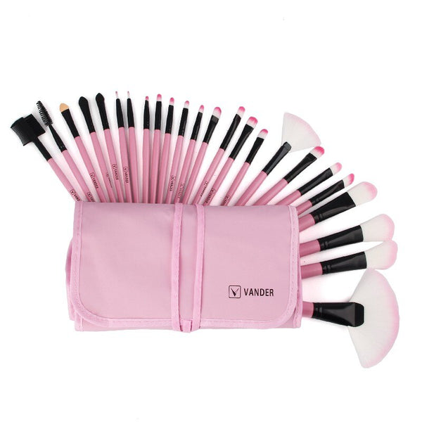 Pink - Vander Pro 24Pcs Makeup Brushing Brushes Set Beauty Cosmetics Eyebrow Shadow Lip Face Powder Pincel Maquiagem Tools + Pouch Bag