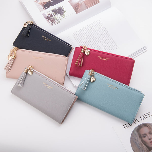 Random - 2019 Tassel Wallet Women Long Cute Wallet Leather Tassel Women Wallets Zipper Portefeuille Female Purse Clutch Cartera Mujer